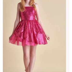Un Deux Trois Pink Sequin Kids Formal Dress